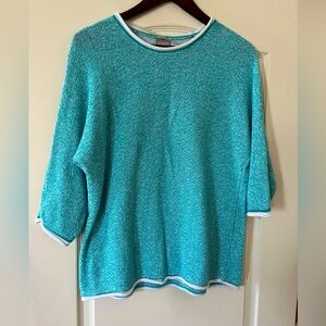 Chico’s light Turquoise Acrylic Lightweight Sweater, Women’s Size Large